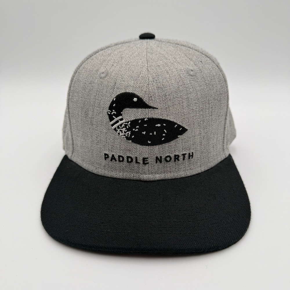 Paddle North Loon Flatbrim Hat Adult OS Gray Black Snapback Adjustable Outdoor